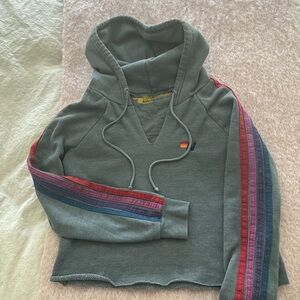 Aviator nation cropped side stripe hoodie